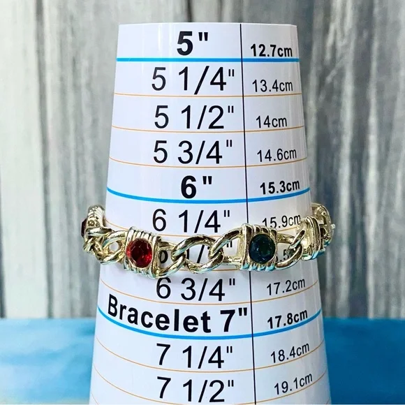 Vintage 80's Austrian Crystal Gold-Tone Multi-Color Link Tennis Bracelet Sz 6.5 - Picture 6 of 6